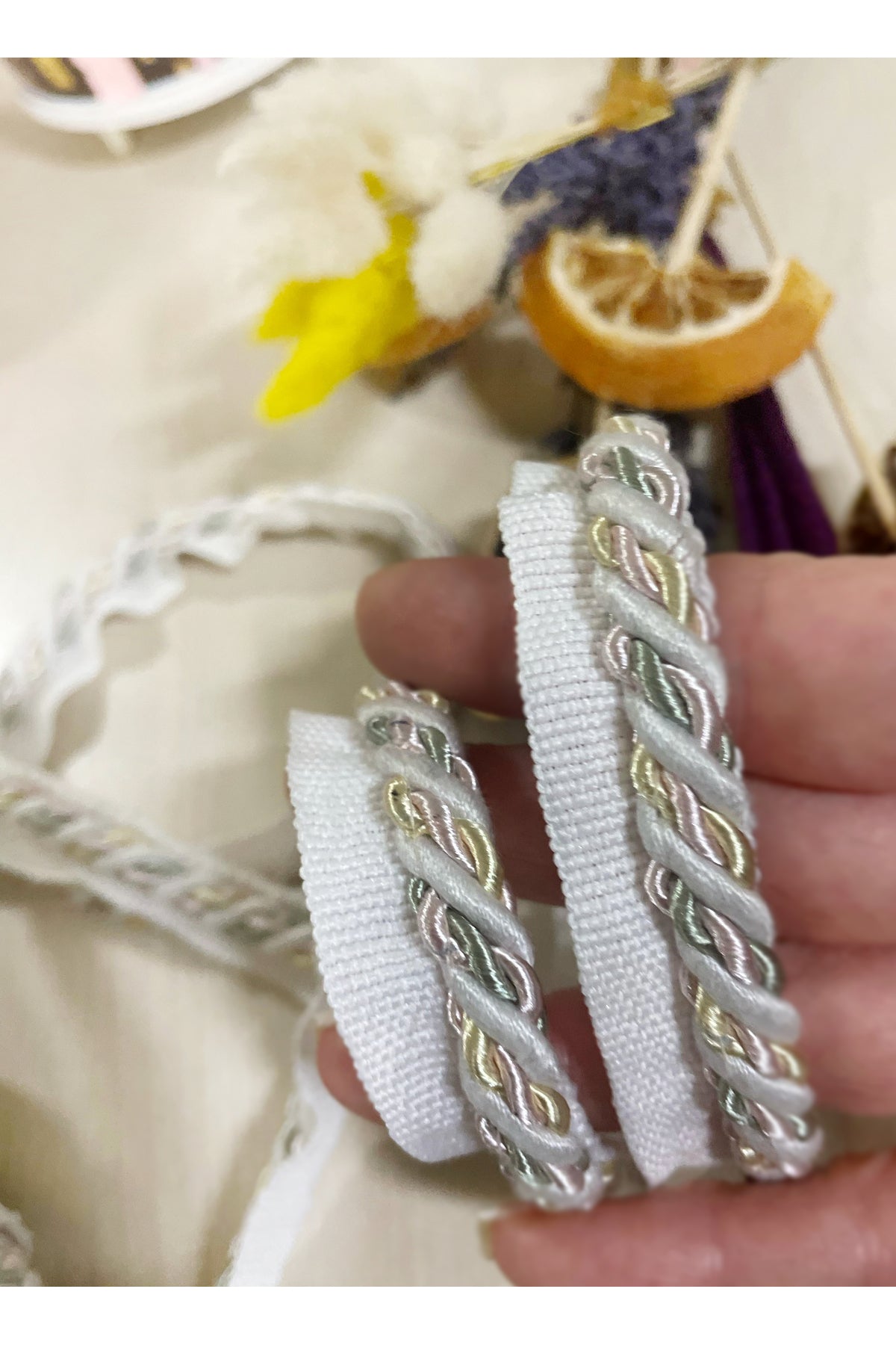 3 METERS - WHITE-PINK-YELLOW Color Thick Rope Cord