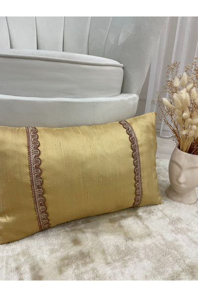 Imported Silk Cushion Pillow Cover with Cord (30x50) (Gold Color)