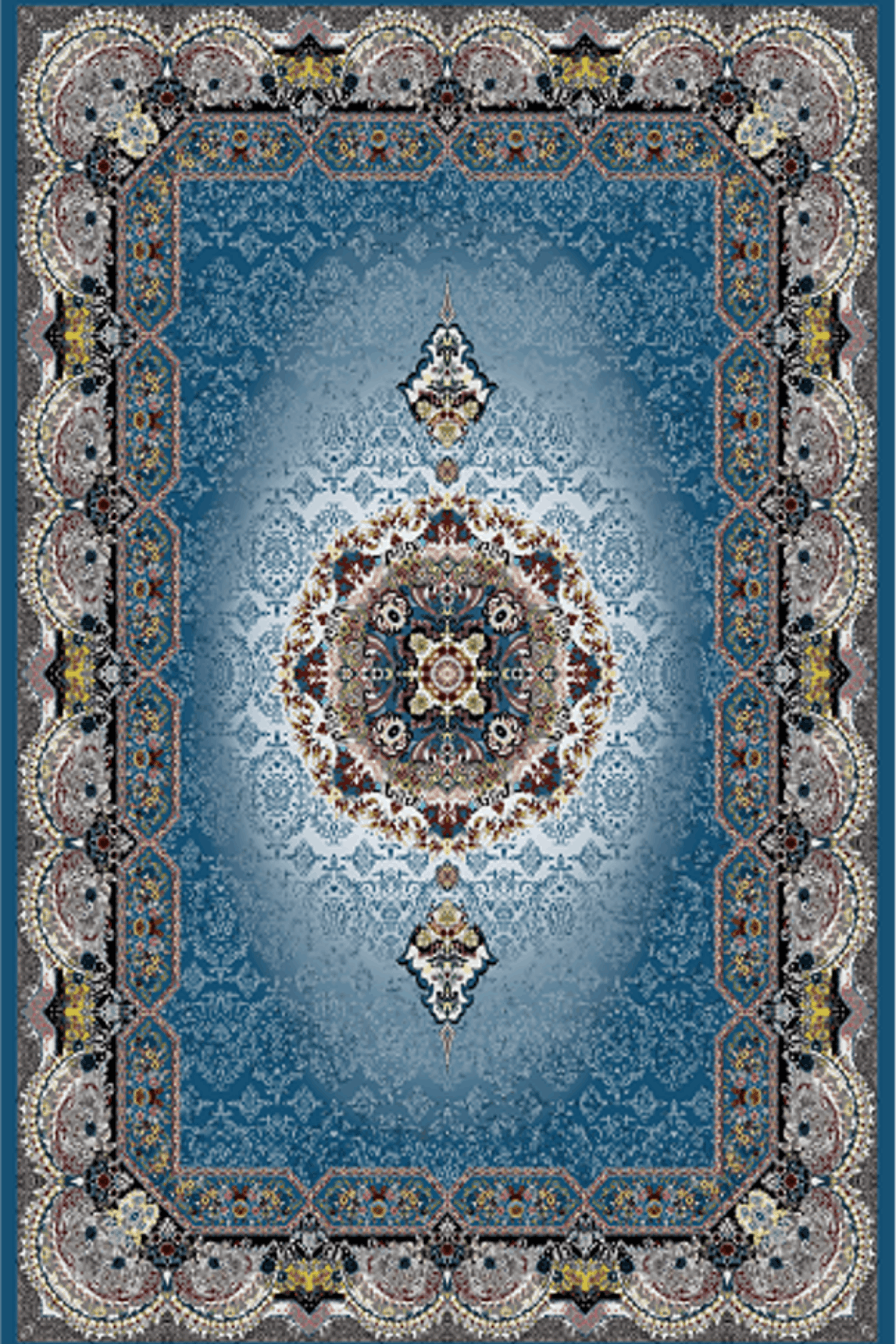 Washable Printed Sementa Rug - Traditional Medallion Style