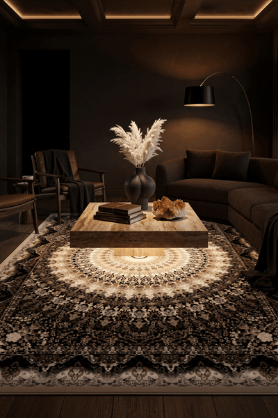 Washable Printed Turgutlu Rug - Intricate Star Medallion