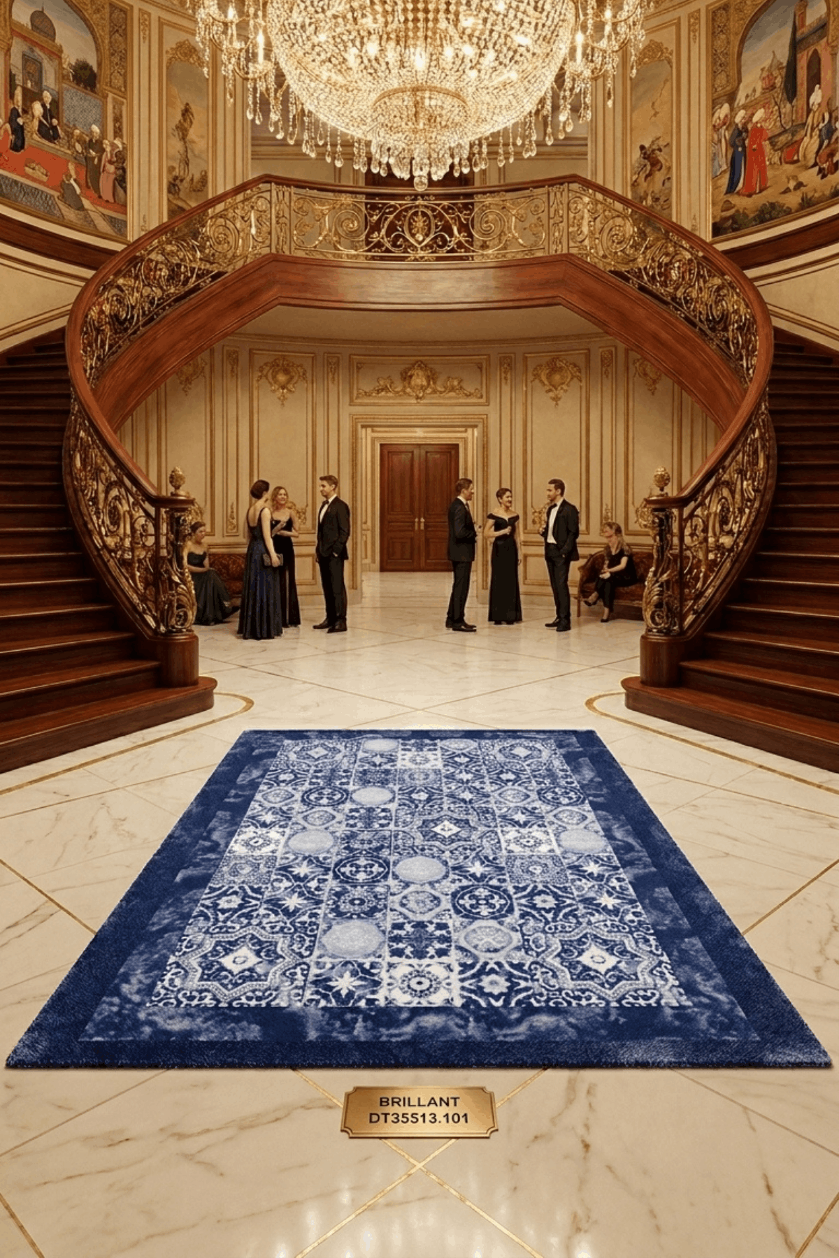 Washable Printed Zümre Rug - Mediterranean Mosaic Style