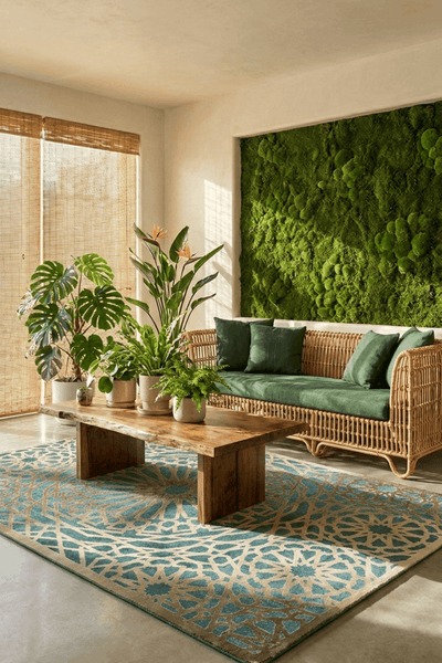 Washable Printed Marius Rug - Teal Gold Arabesque