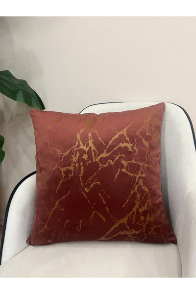 Set of 2 Velvet Throw Pillow Covers Ecru-Silver Foil (45X45)