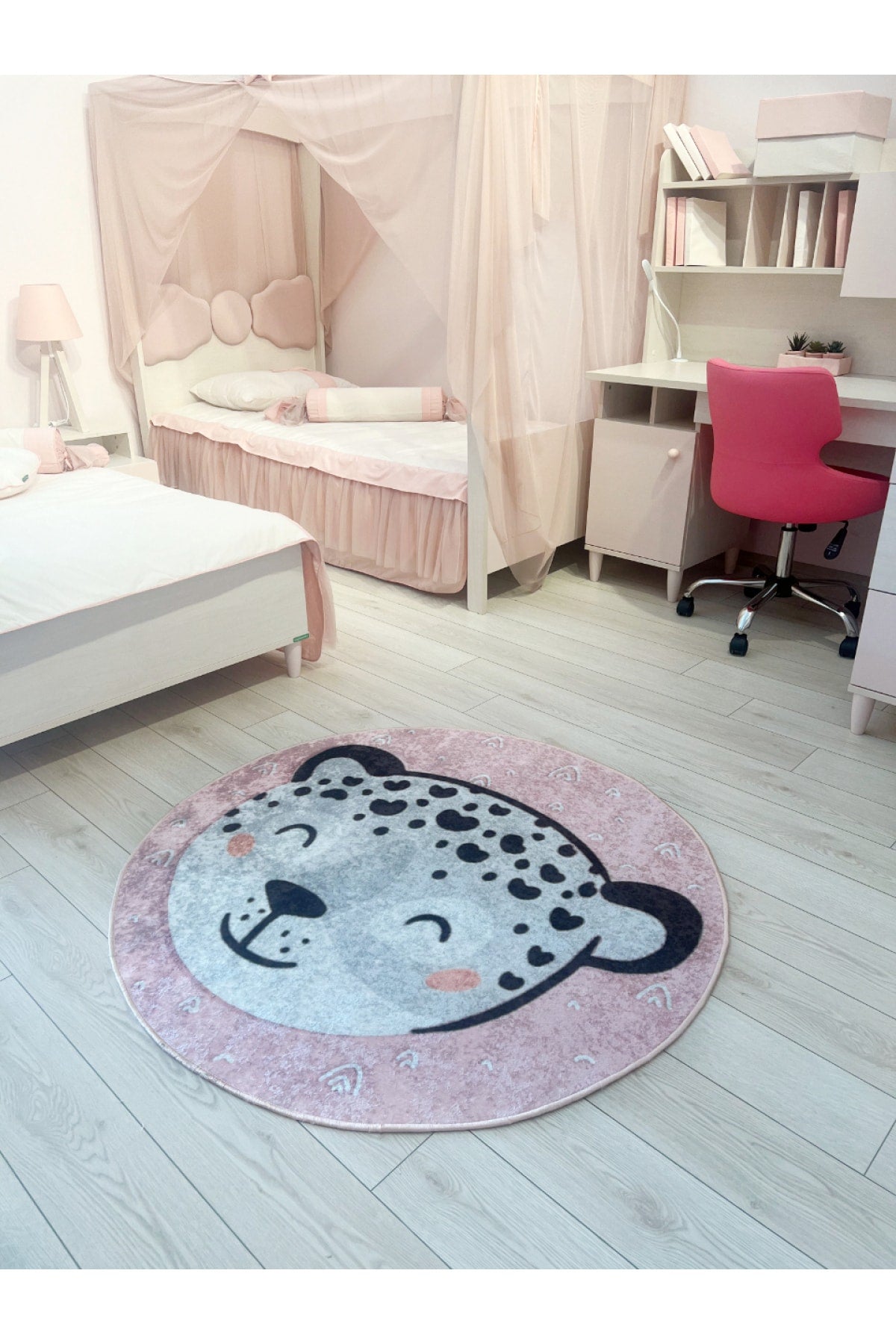Animals Patterned Washable Kids Baby Rug - Pink