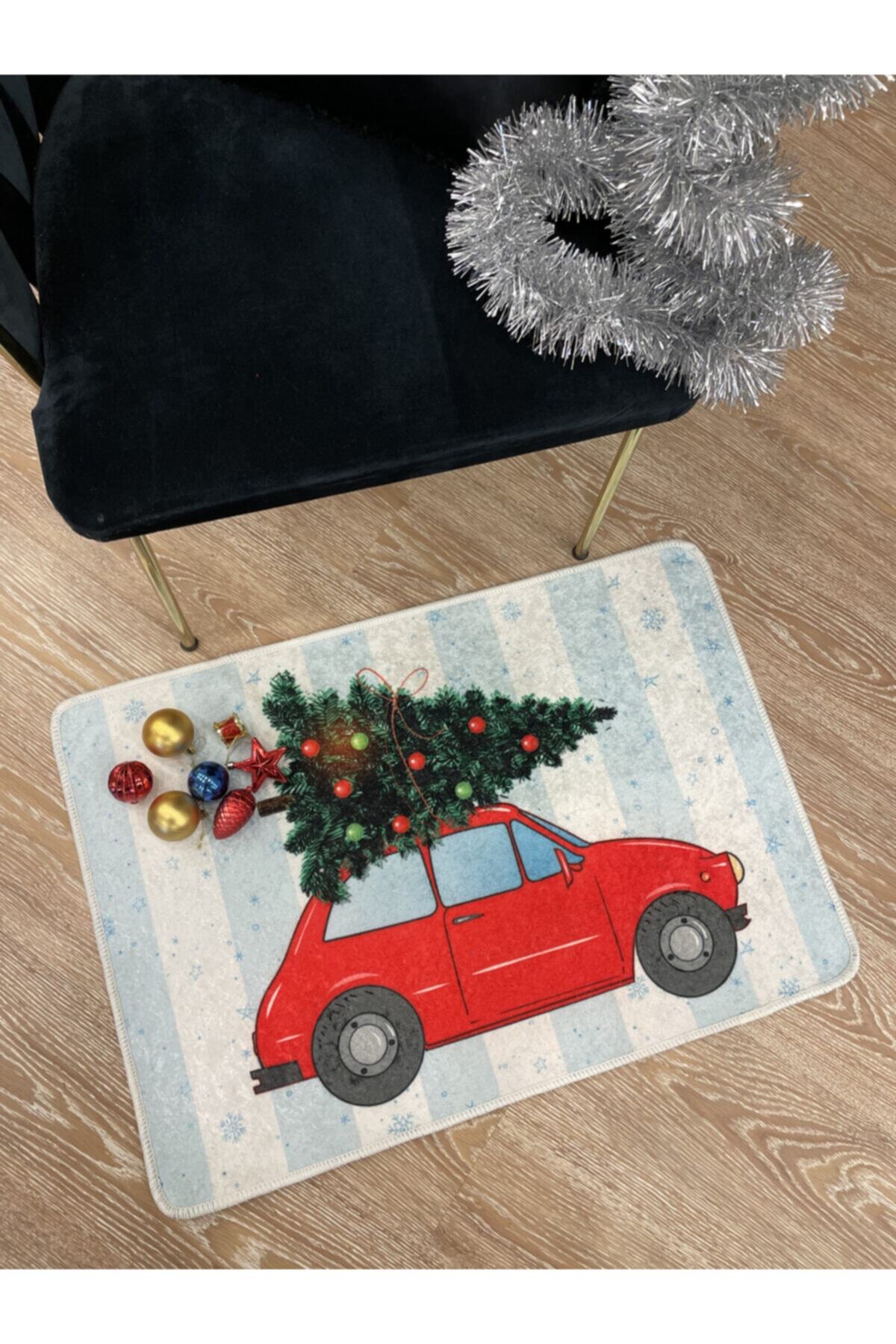 Car Pattern Christmas Latex Base Doormat (Size 60x90)