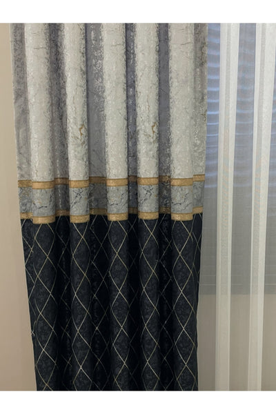 Liva Alita Model 1/2.50 Pleated Blackout Curtain Navy-Gray