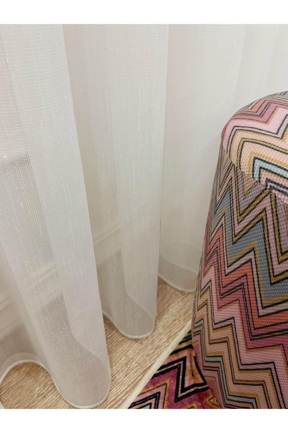 Linen-Look 1/2.5 Regular Pleated - Ecru Cream Sheer Curtain