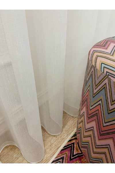 Linen-Look 1/2.5 Regular Pleated - Ecru Cream Sheer Curtain