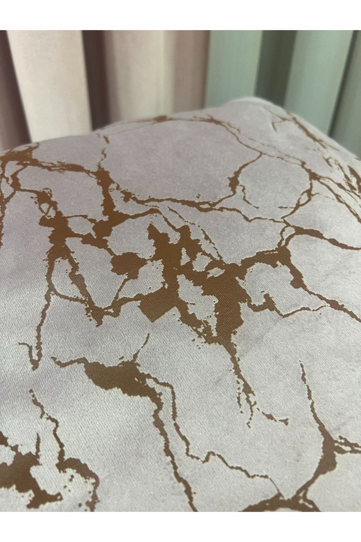 Set of 2 Velvet Throw Pillow Covers Ecru-Silver Foil (45X45)