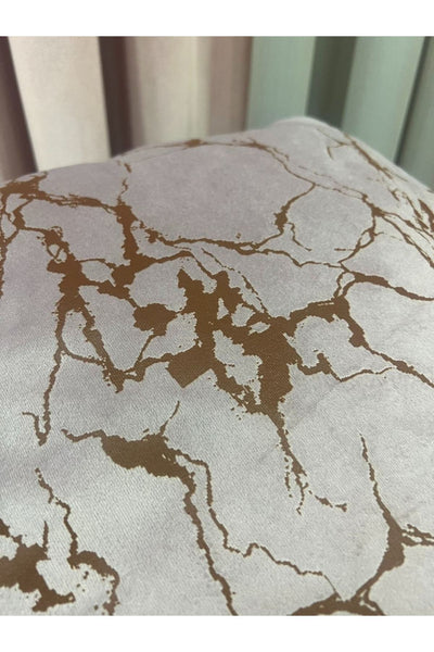 Set of 2 Velvet Throw Pillow Covers Ecru-Silver Foil (45X45)