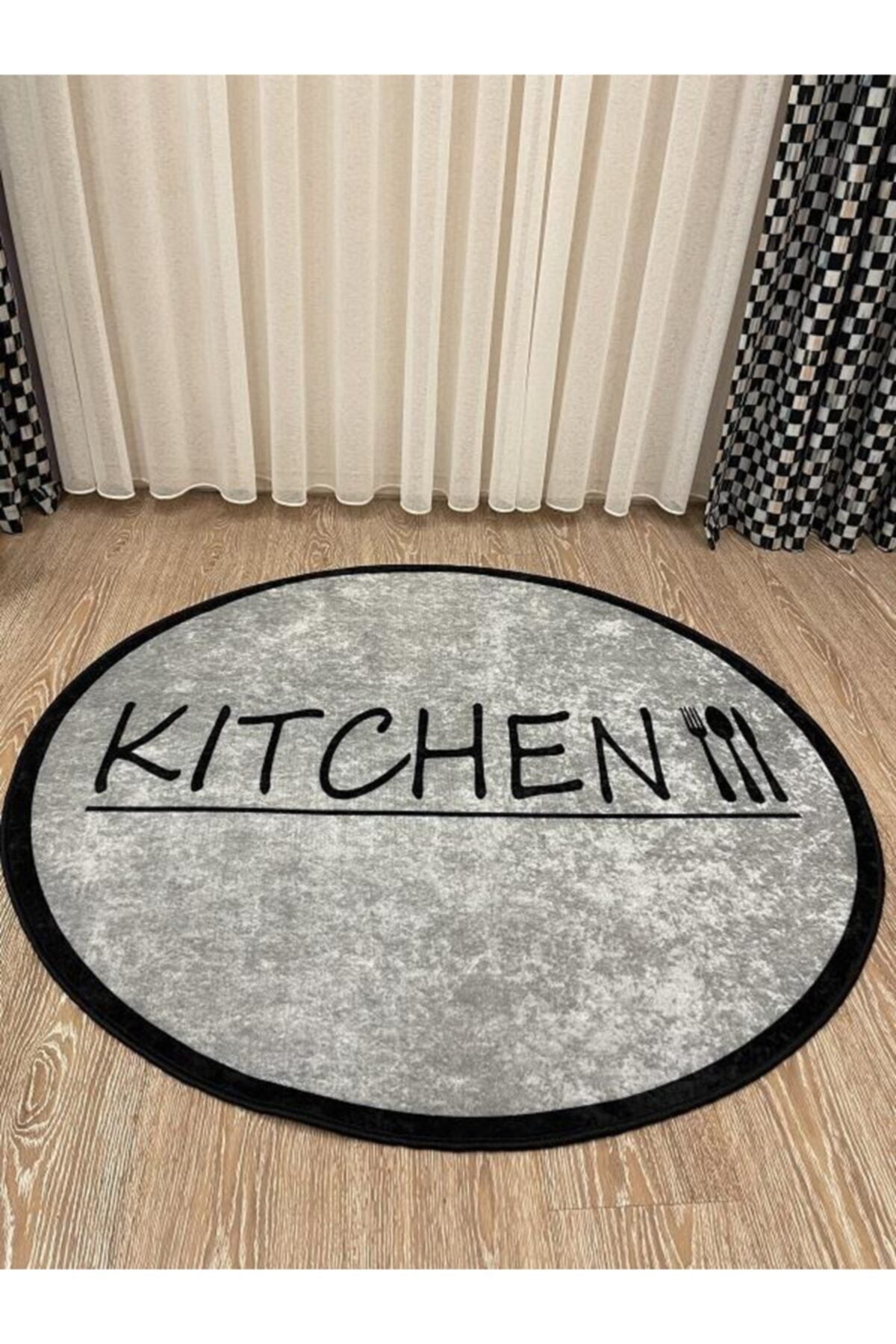 Latex Leather Base Fringed Kitchen Rug