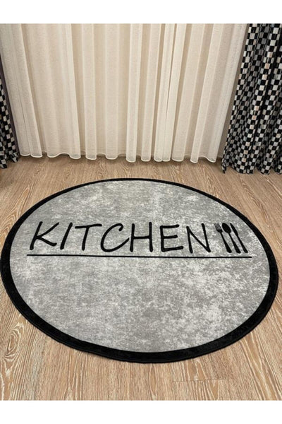 Latex Leather Base Fringed Kitchen Rug