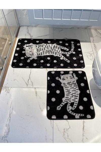Cat Polka Dot Bathroom Mat Single Piece (Size 60x100)