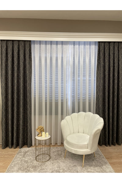 Liva Loren Model 1/2.50 Pleated Blackout Curtain Khaki Brown