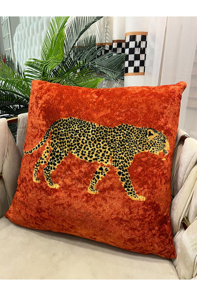 %100 Velvet Leopard Print Cushion Cover