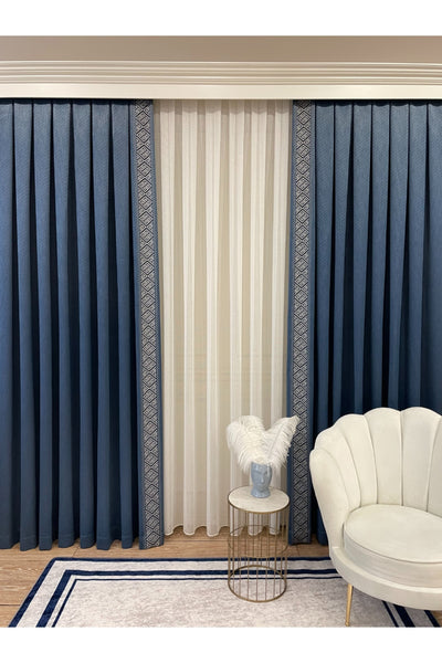 Jacquard 1/3 Dense Pleat Bordered Panel Print Blackout Curtain - Light Gray