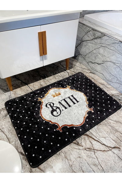 Bath Slogan Polka Dot Single Bathroom Mat (Size 80x120)