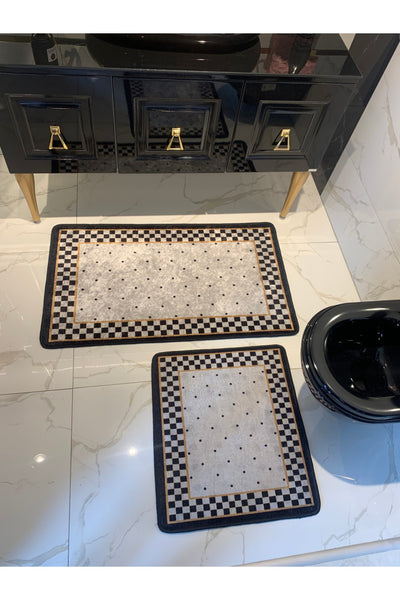 Rasel Model 2-Piece Latex Non-Slip Bathroom Mat Set Size (60X100 - 60X50)