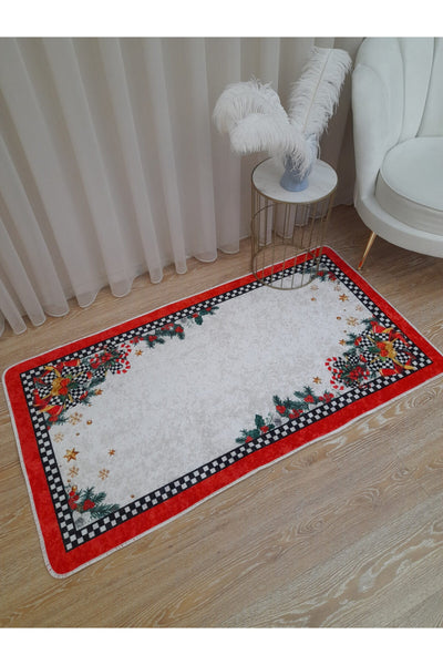 Jingle Bells Yılbaşı Temalı Lateks Kaymaz Taban Halı