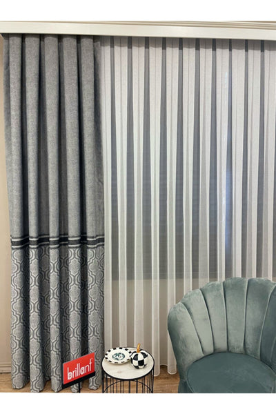 Blackout Room Darkening Printed Damask Pattern 1/2.50 Pleated Curtain Panel