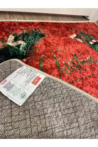 Candy Cane Christmas Latex-Backed Door Mat (Size 60x90)