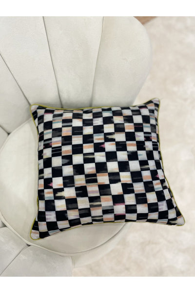 Checkered Soft Fabric Piped Edge Cushion Cover (45x45)