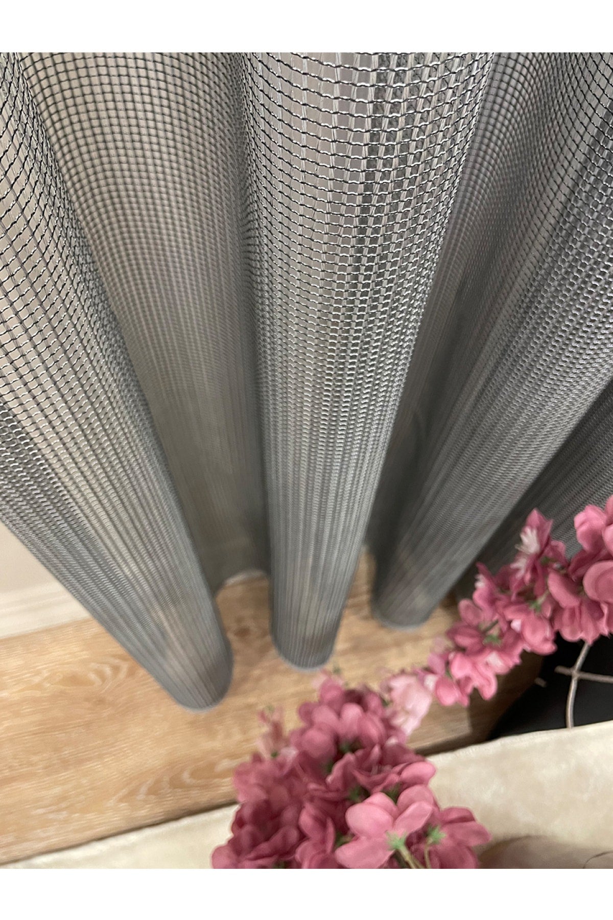 Modern Textured Knit 1/2.5 Pleat - Light Gray Sheer Curtain