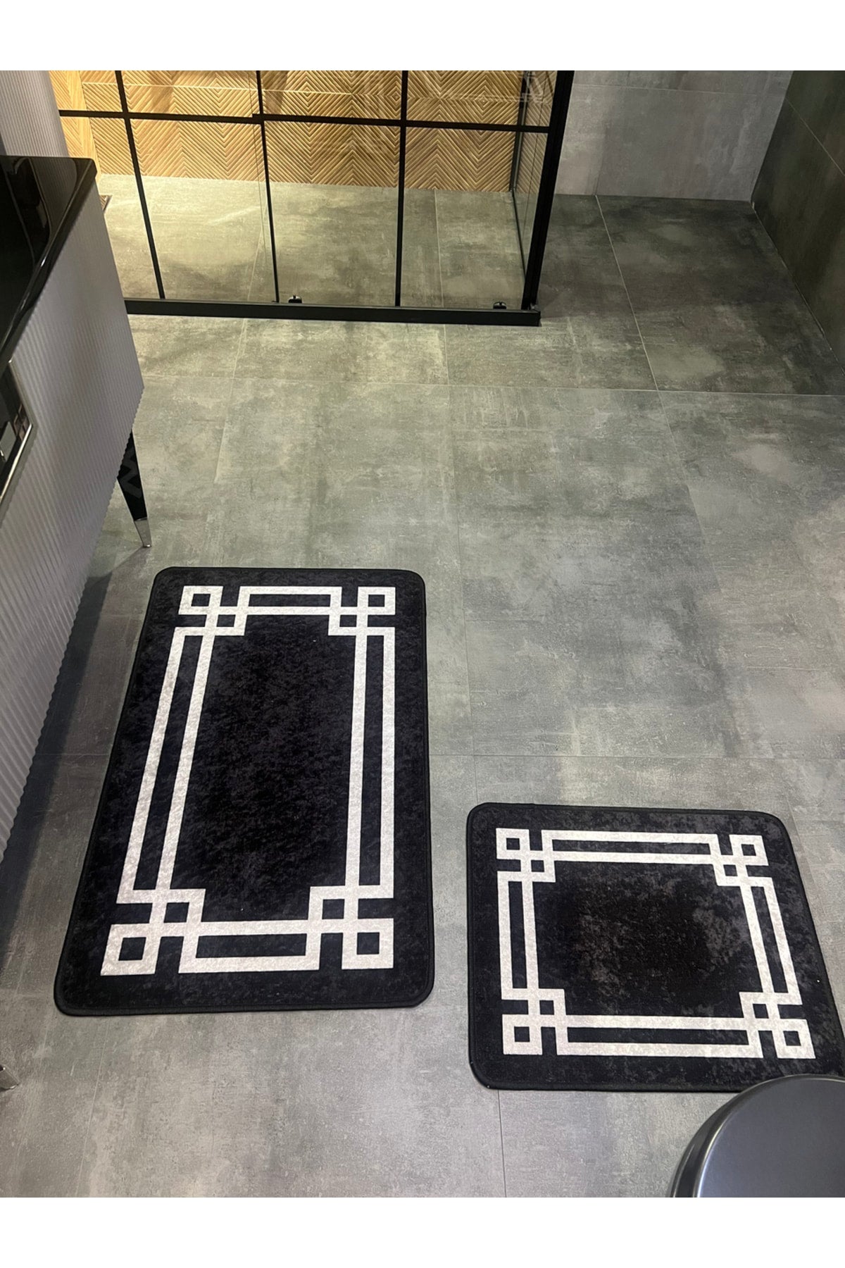 Latex Base (60X100 - 60X50) Double Bath Mat Set - MINK BROWN