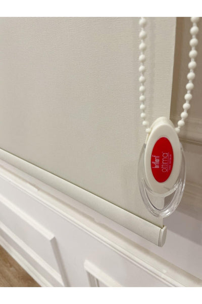 Cream Color Linen-Look Thick Fabric Roller Shade Modern Curtain