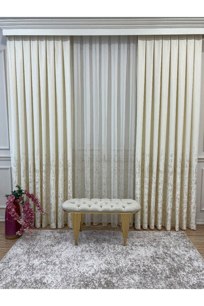 Modern Gold Foil 1/2.5 Pleat - Gold Foiled Sheer Curtain