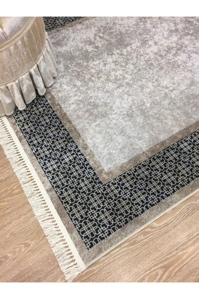 Swena Kaymaz Taban Halı Gri-siyah