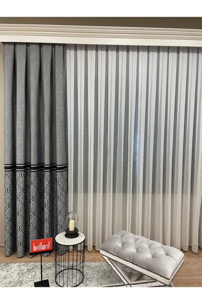 Blackout Room Darkening Printed Damask Pattern 1/2.50 Pleated Curtain Panel