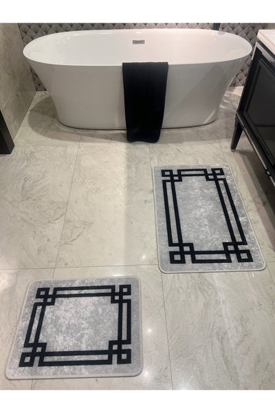 Latex Base (60X100 - 60X50) Double Bath Mat Set - MINK BROWN