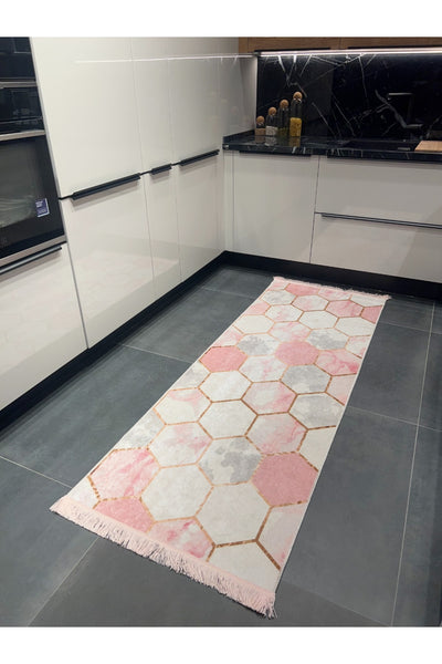 Latex Leather Base Fringed Kitchen Rug