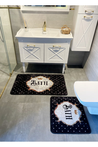 Bath Slogan Polka Dot Single Bathroom Mat (Size 80x120)