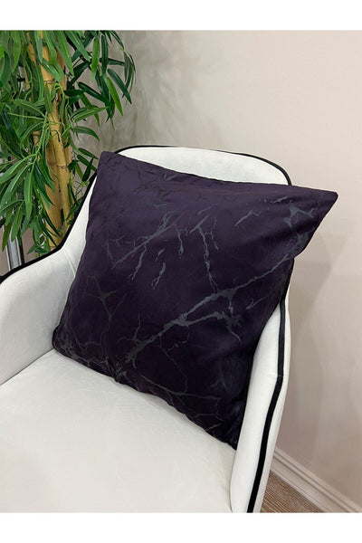 Set of 2 Velvet Throw Pillow Covers Ecru-Silver Foil (45X45)