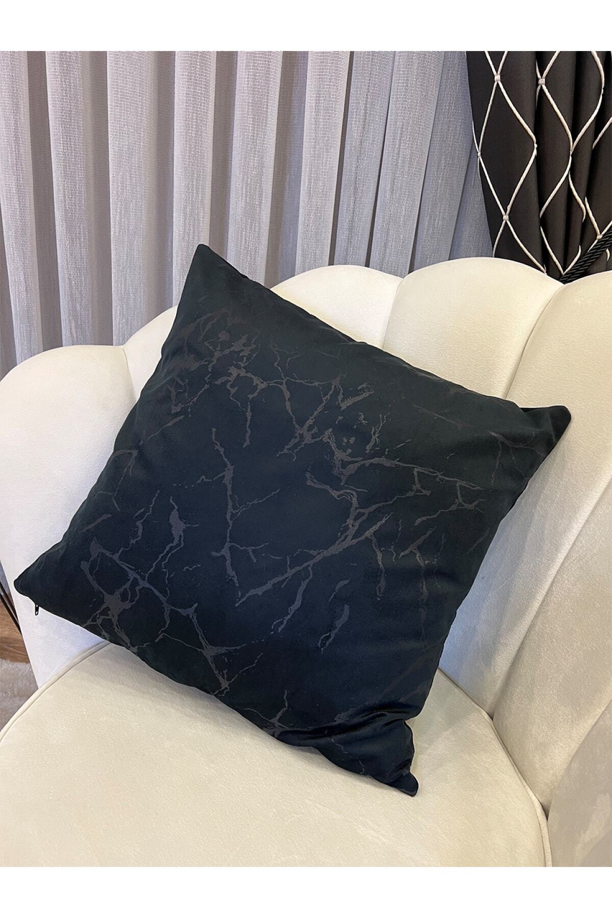 Set of 2 Velvet Throw Pillow Covers Ecru-Silver Foil (45X45)