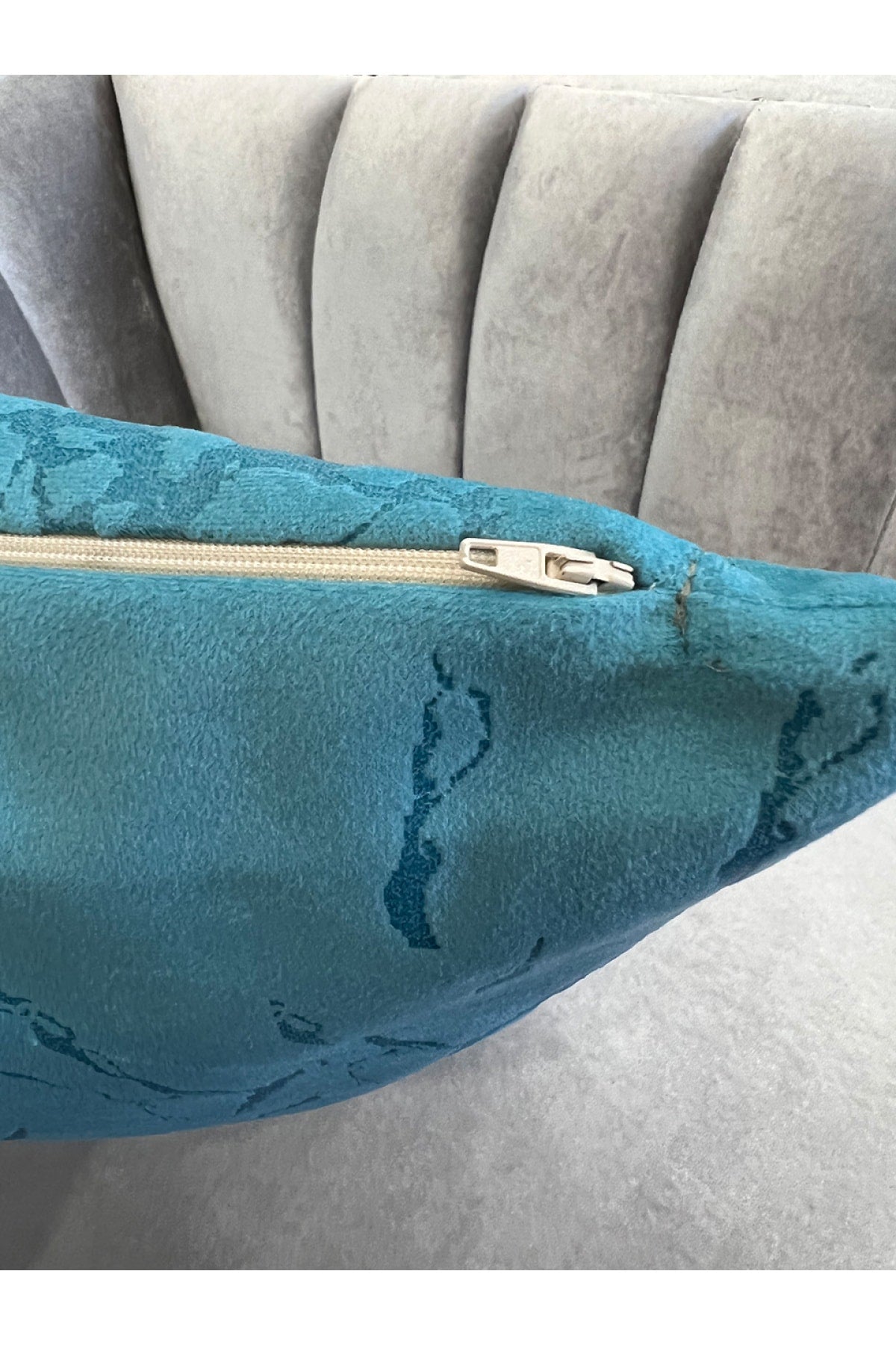 Set of 2 Velvet Throw Pillow Covers Ecru-Silver Foil (45X45)