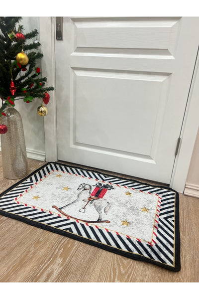 Present Christmas Latex Base Door Mat (size 60x90) Gray-Black