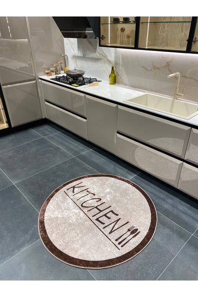 Latex Leather Base Fringed Kitchen Rug