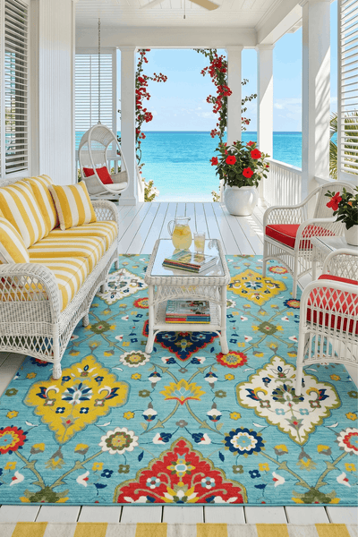 Washable Printed Paletta Rug - Boho Floral Medallion