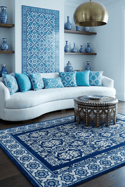 Washable Printed Glady Rug - Classic Damask Border Style
