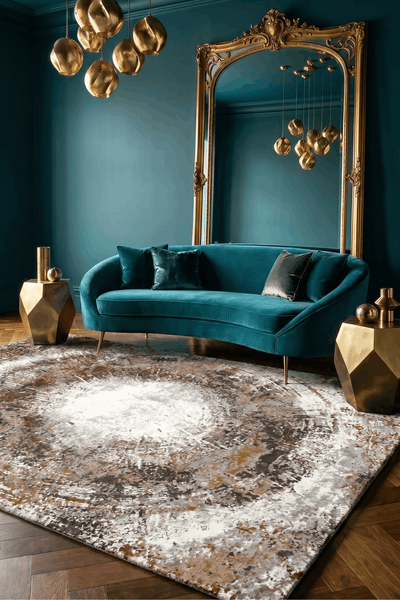 Washable Printed Magusa Rug - Modern Organic Circle Design