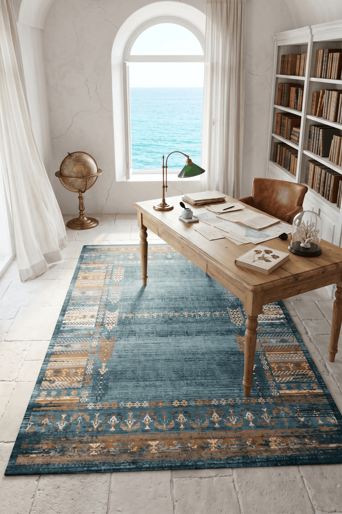 Washable Printed Matilda Rug - Vintage Distressed Style