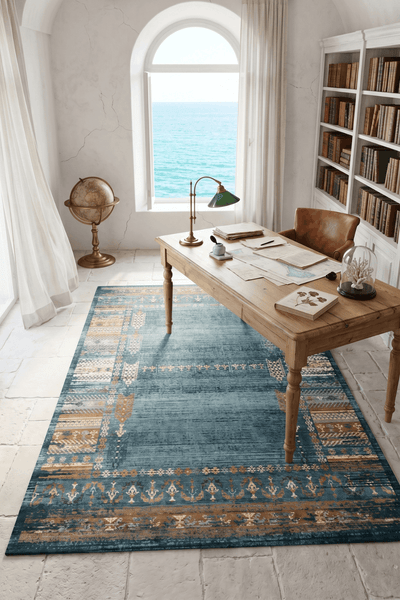 Washable Printed Matilda Rug - Vintage Distressed Style