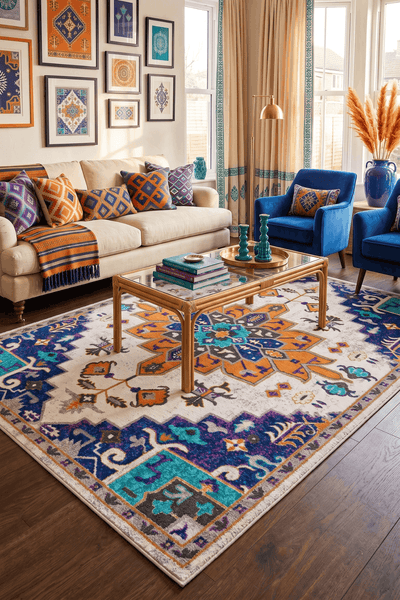 Washable Printed Aiden Rug - Southwestern Tribal Style
