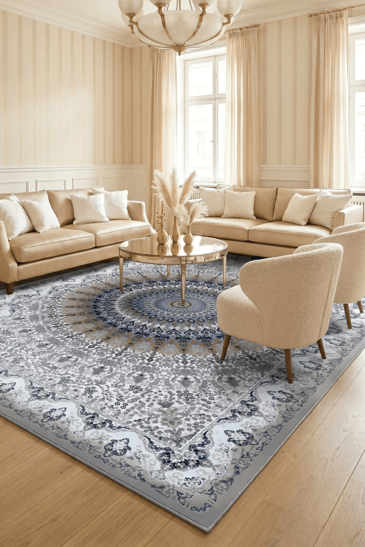 Washable Printed Turgutlu Rug - Intricate Star Medallion