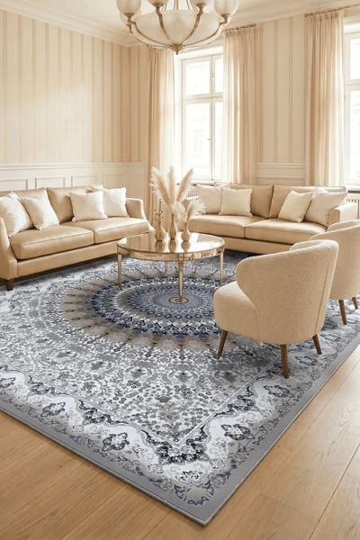 Washable Printed Turgutlu Rug - Intricate Star Medallion