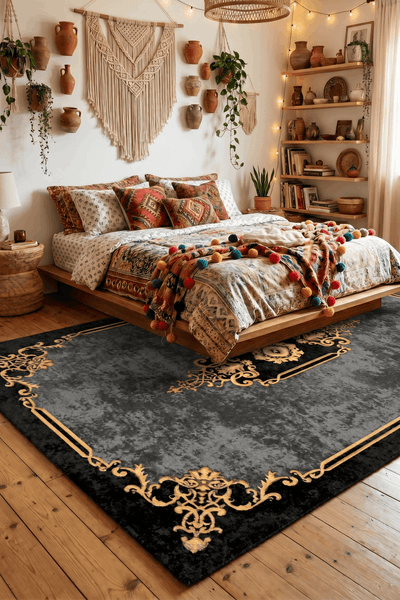 Washable Printed Climaris Carpet - Elegant Antique Scrollwork
