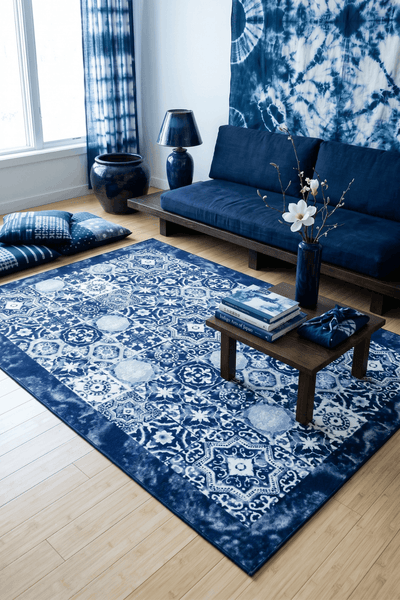 Washable Printed Zümre Rug - Mediterranean Mosaic Style